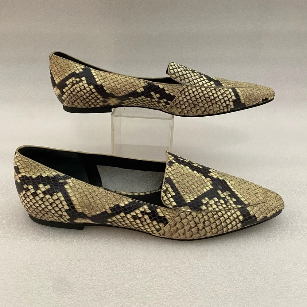 MARC FISHER Enaba Pointed Square Toe Loafer Snake Print Leather size 7